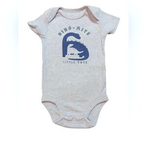 ⭐️$2 When Bundled⭐️ 0-3M Cute Gray Onesie with Blue Dino Design “Lil Dude”